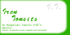 iren tomsits business card